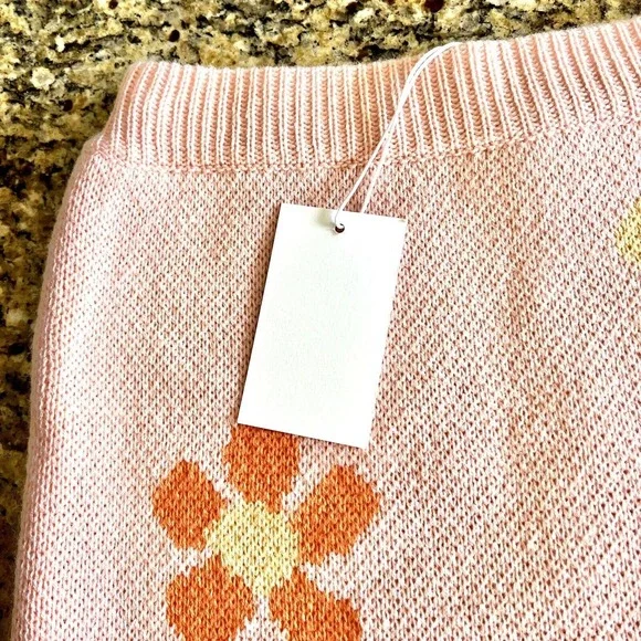 Emory Park Dolls Kill Size LARGE Knit Floral Sweater Mini Skirt Hippie Disco - Picture 3 of 11